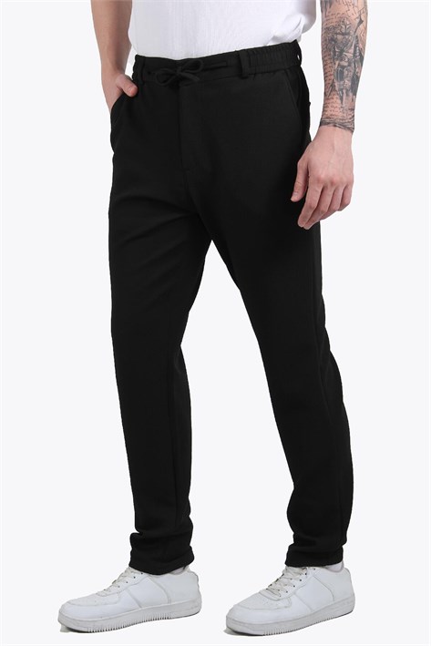 939 Tırtıklı Kumaş Beli Lastikli Pantolon