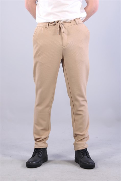 939 Tırtıklı Kumaş Beli Lastikli Pantolon