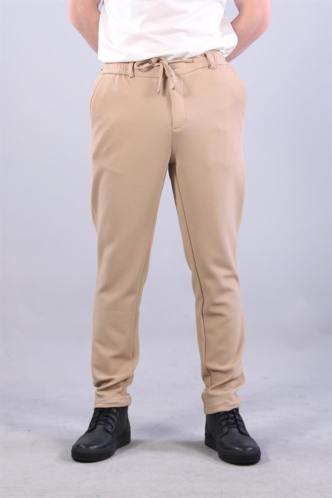 939 Tırtıklı Kumaş Beli Lastikli Pantolon
