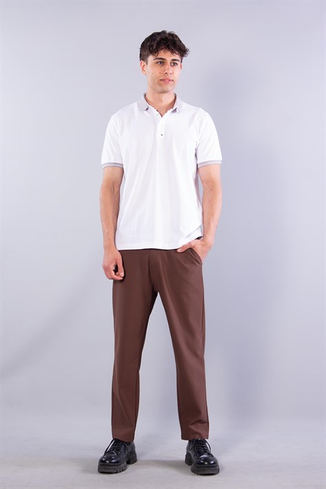 V7040 Oxford Pat Katlamalı A.Yaka T-shirt