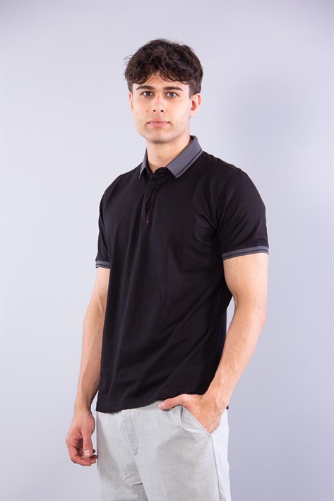 V7040 Oxford Pat Katlamalı A.Yaka T-shirt
