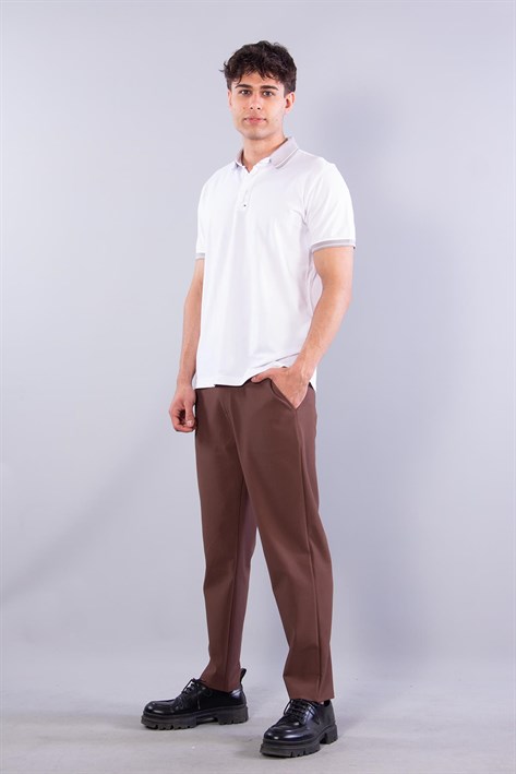 V7040 Oxford Pat Katlamalı A.Yaka T-shirt