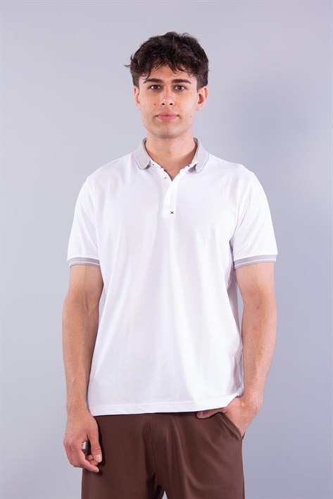 V7040 Oxford Pat Katlamalı A.Yaka T-shirt