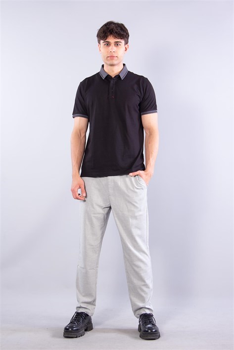 V7040 Oxford Pat Katlamalı A.Yaka T-shirt
