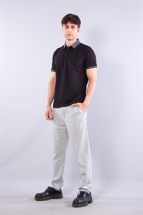 V7040 Oxford Pat Katlamalı A.Yaka T-shirt