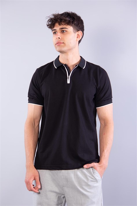 V7055 Polo Yaka Fermuarlı T-shirt