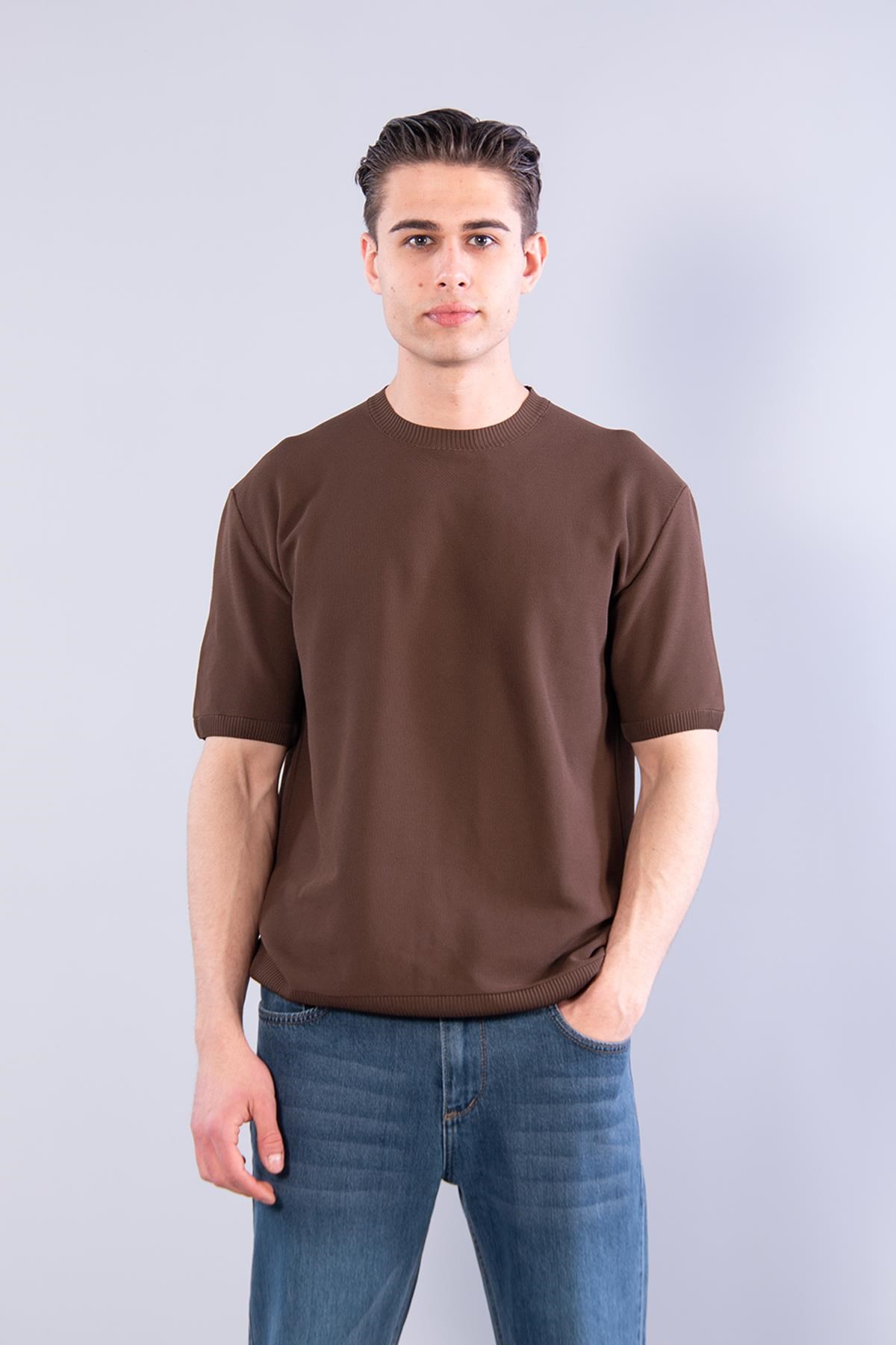 T-shirtmckanzie10023 Bisiklet Yaka Petek Örgü Triko T-shirtkadınerkek