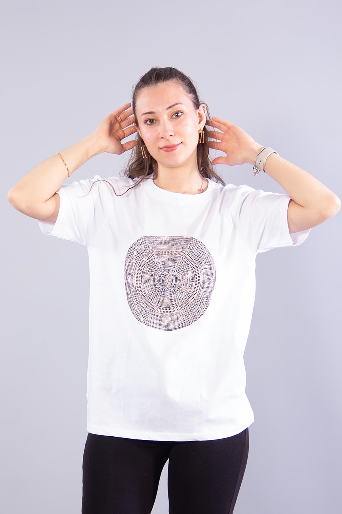 T-shirtmckanzie2001 Oc Taşlı Yuvarlak Desenli O Yaka T-shirtkadınerkek