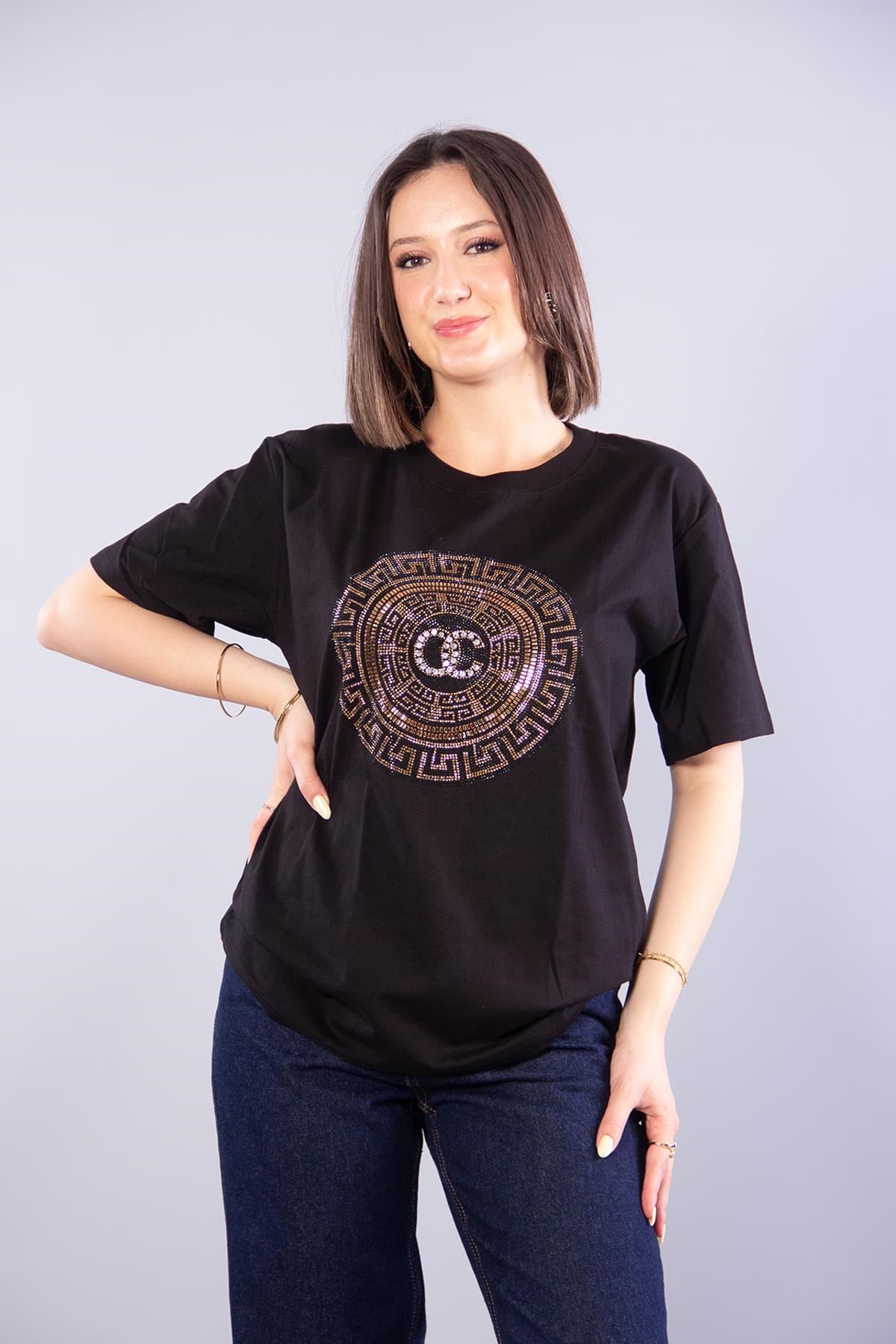 T-shirtmckanzie2001 Oc Taşlı Yuvarlak Desenli O Yaka T-shirtkadınerkek
