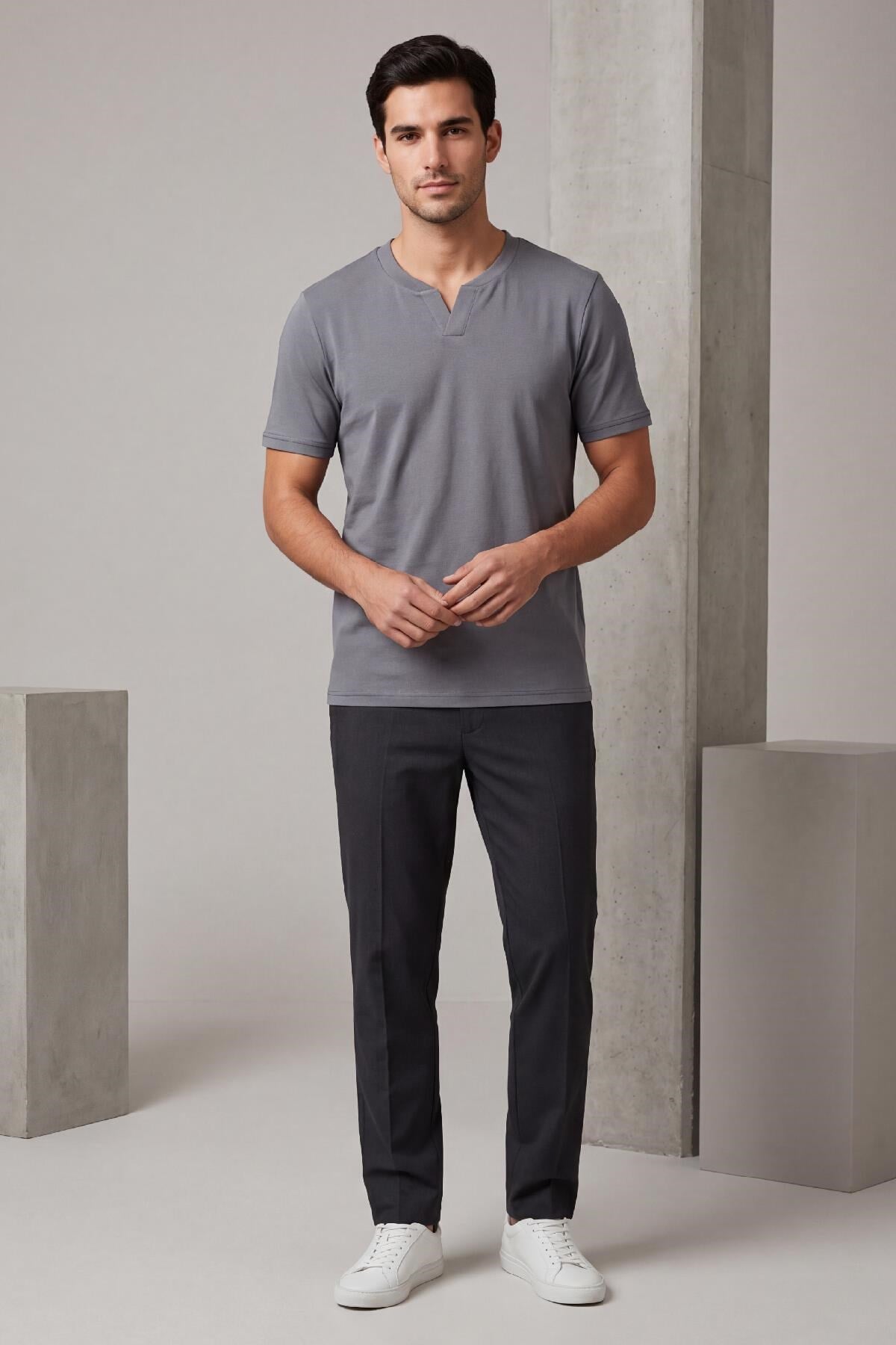 T-shirtmckanzie2122  Hakim Yaka  Modern Fit %100 Pamuk Basic T-shirtkadınerkek