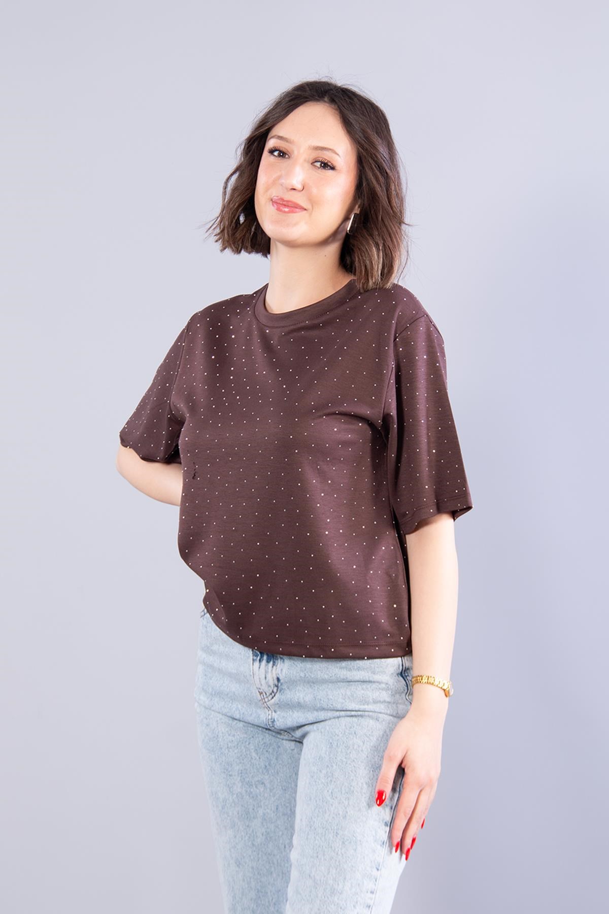 T-shirtmckanzie26768 Taşlı Modal Kumaş T-shirtkadınerkek