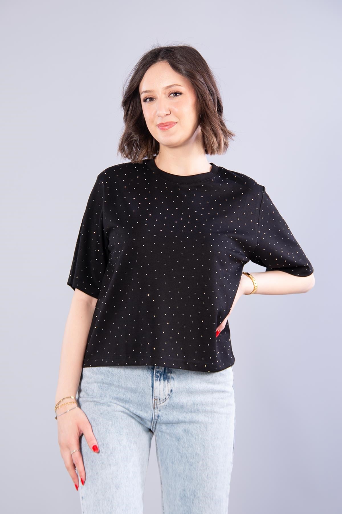 T-shirtmckanzie26768 Taşlı Modal Kumaş T-shirtkadınerkek