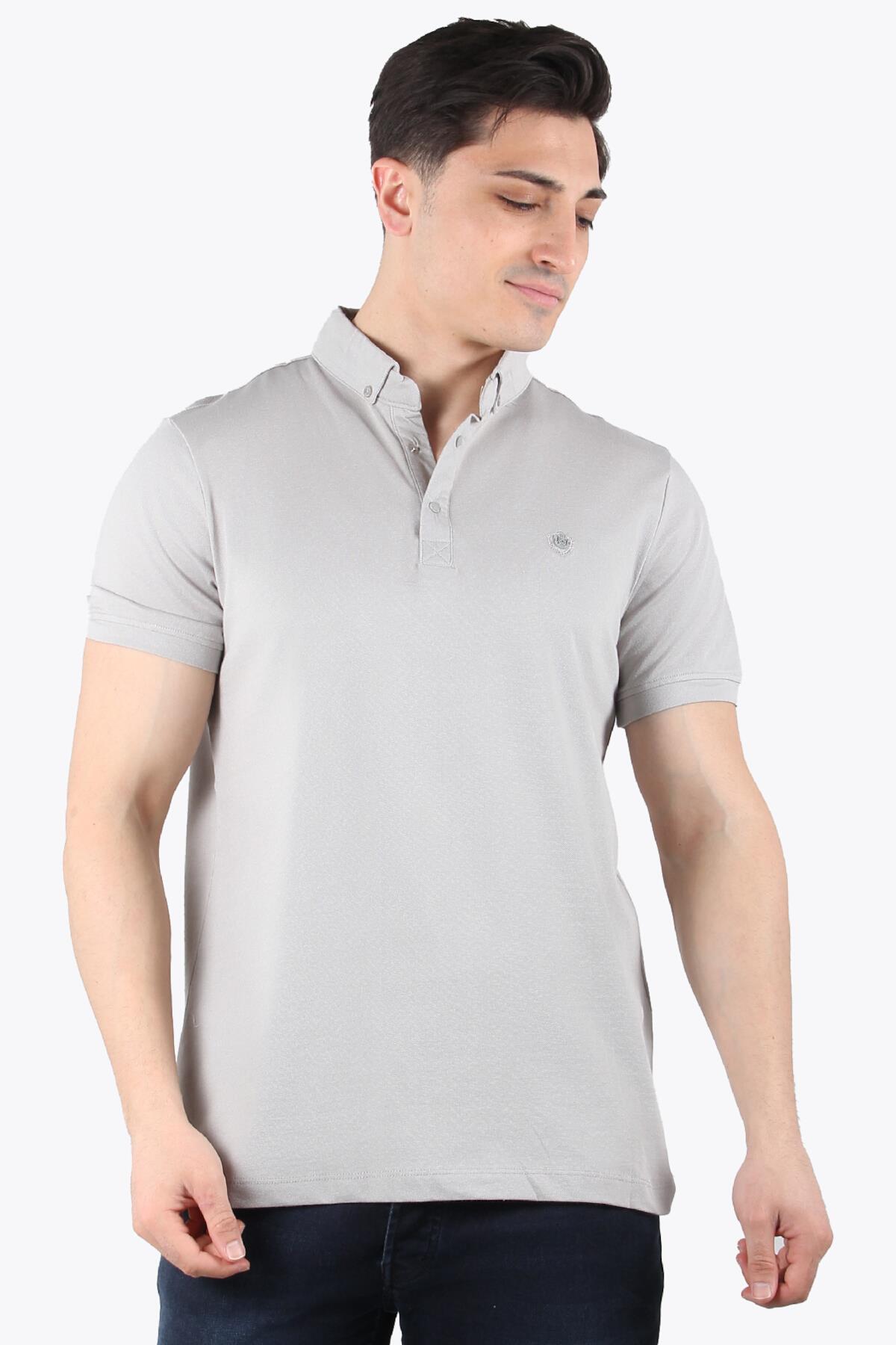 T-shirtmckanzie3516 Sol Göğsü Armalı Gömlek Yaka T-shirtkadınerkek