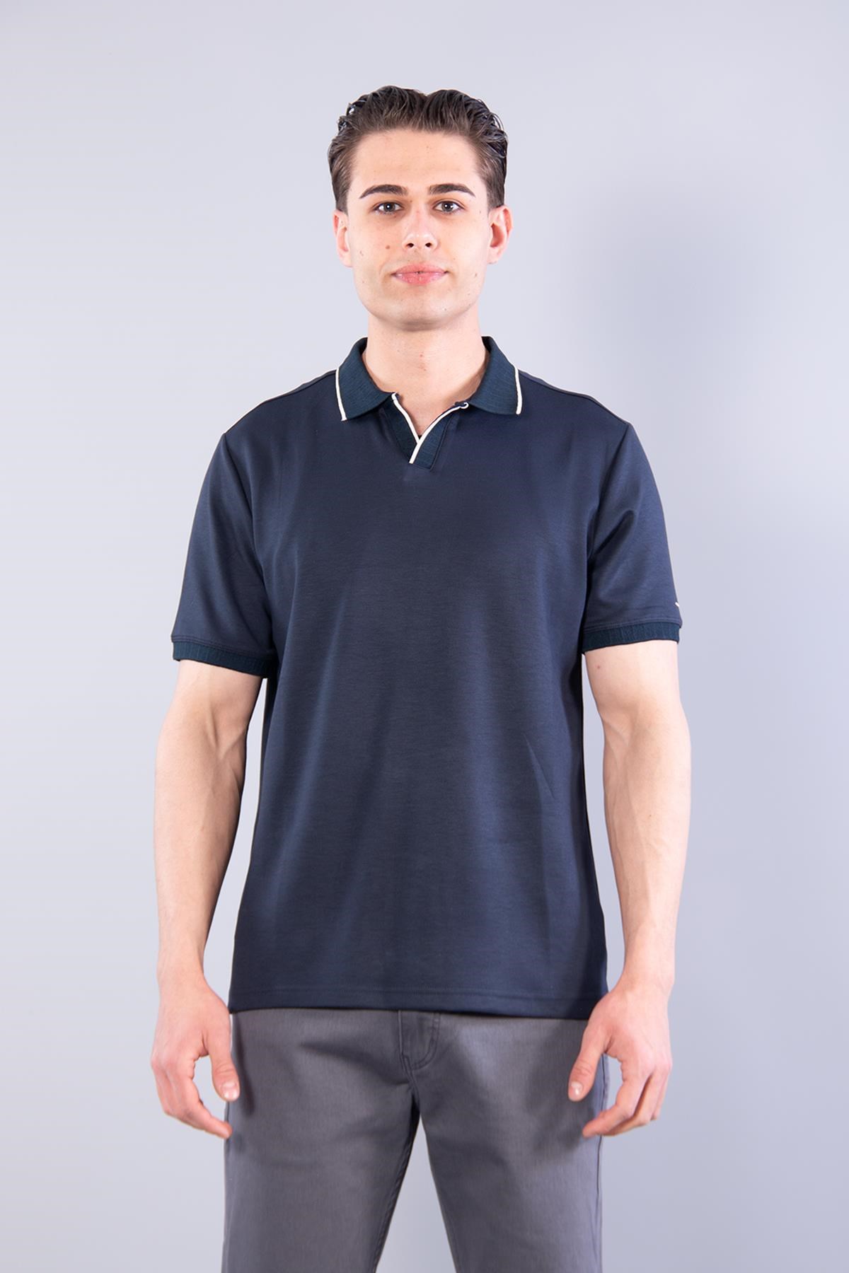T-shirtmckanzie4666 Modal V Patlı Yaka Ucu Çizgili T-shirtkadınerkek