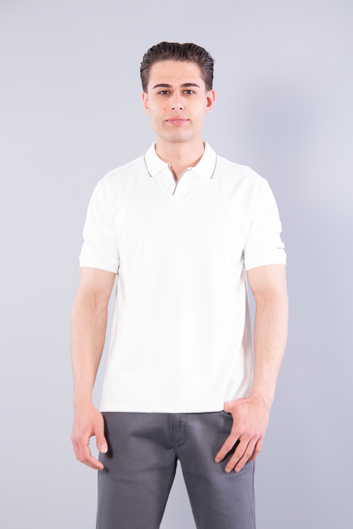 T-shirtmckanzie4666 Modal V Patlı Yaka Ucu Çizgili T-shirtkadınerkek