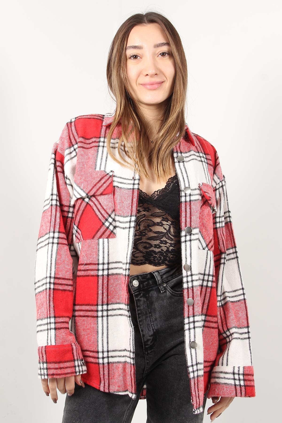 Gömlekmckanzie5460 Üç Çizgi Cep Kapaklı Oduncu Gömlekkadınerkek