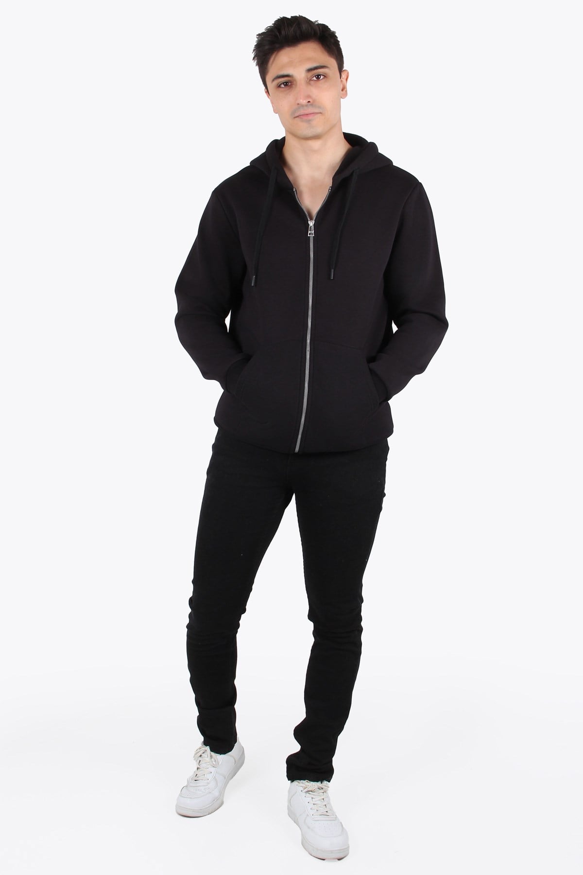 Sweatmckanzie5487 Fermuarlı Kapşonlu Kanguru Cep 3 İplik Şardonlu Sweatkadınerkek
