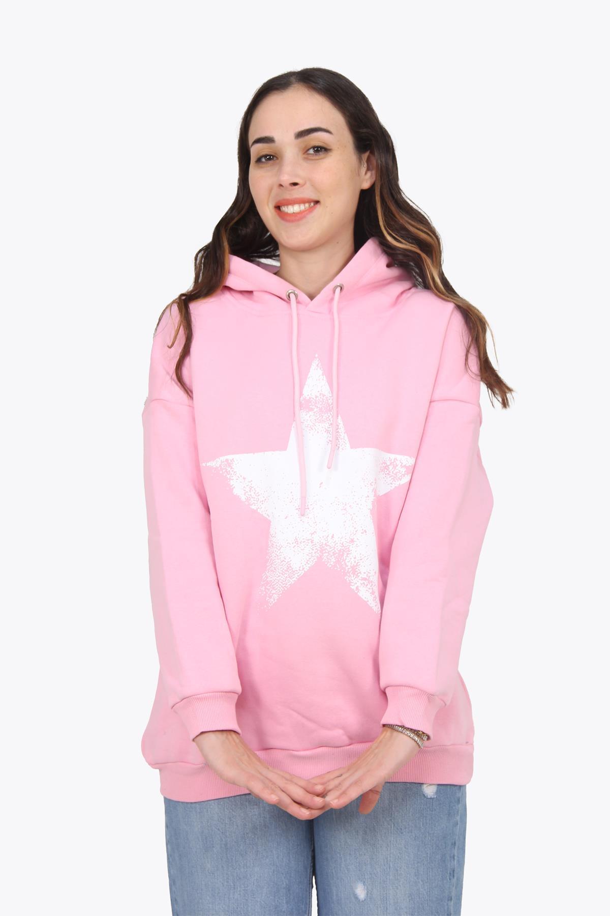 Sweatmckanzie5930 Yıldız Baskılı Kapşonlu Sweatkadınerkek