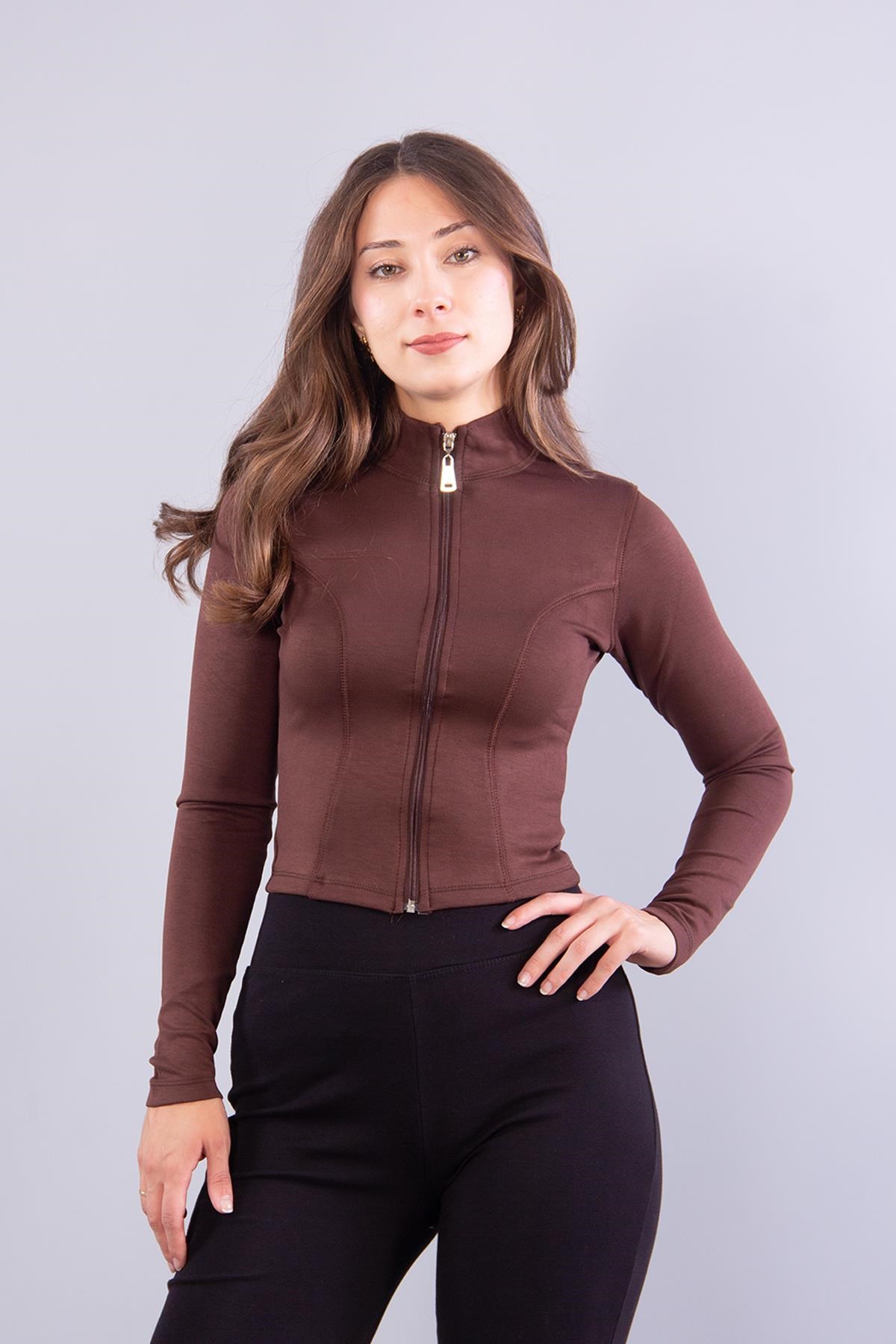 Sweatmckanzie6635 (N-2283) Fermuarlı Dik Yaka Modal Sweatkadınerkek