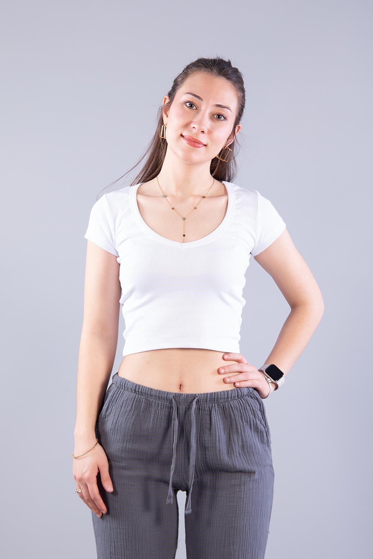 Bodymckanzie6696 (N-2370) V Yaka Crop Kaşkorse Bodykadınerkek