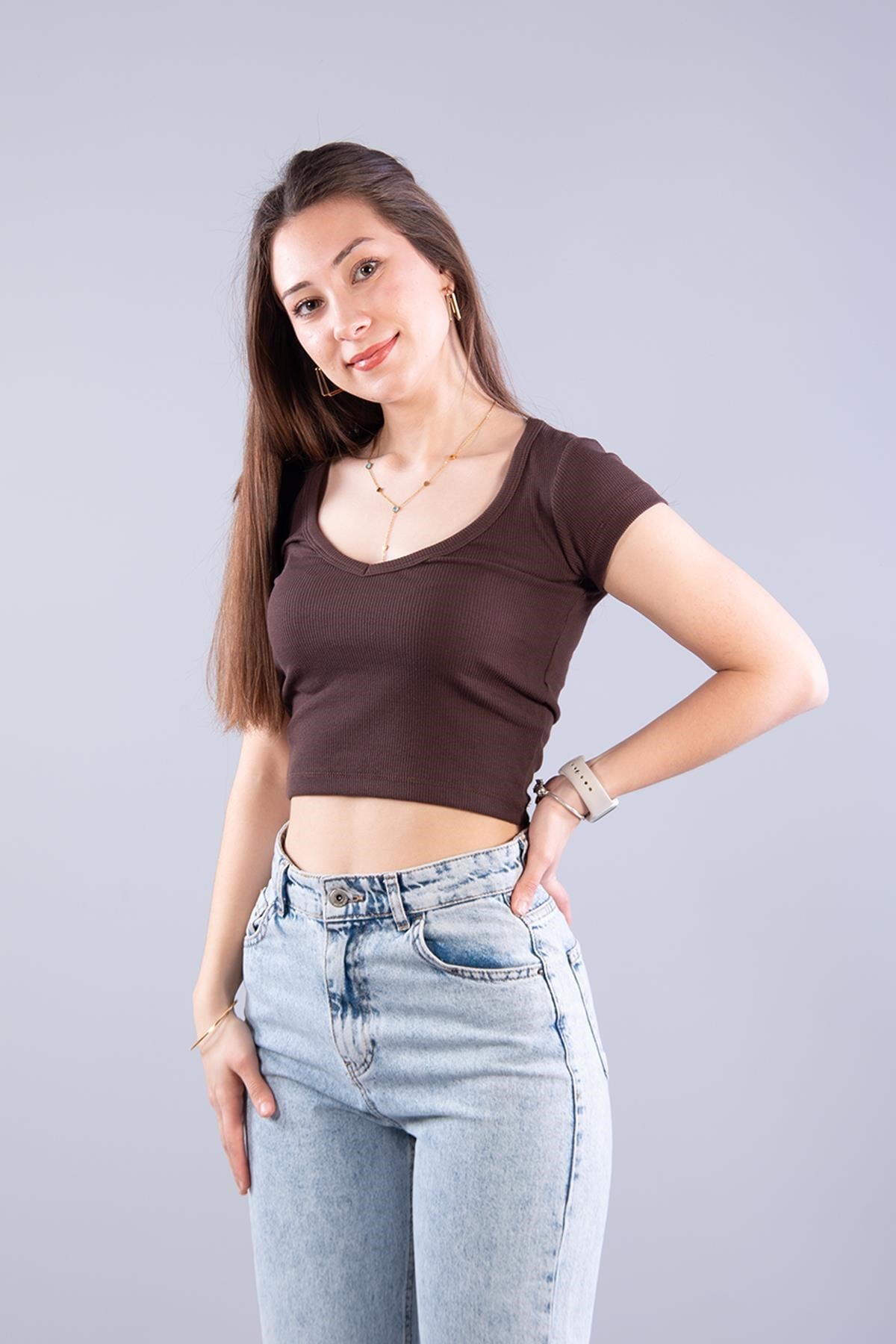 Bodymckanzie6696 (N-2370) V Yaka Crop Kaşkorse Bodykadınerkek