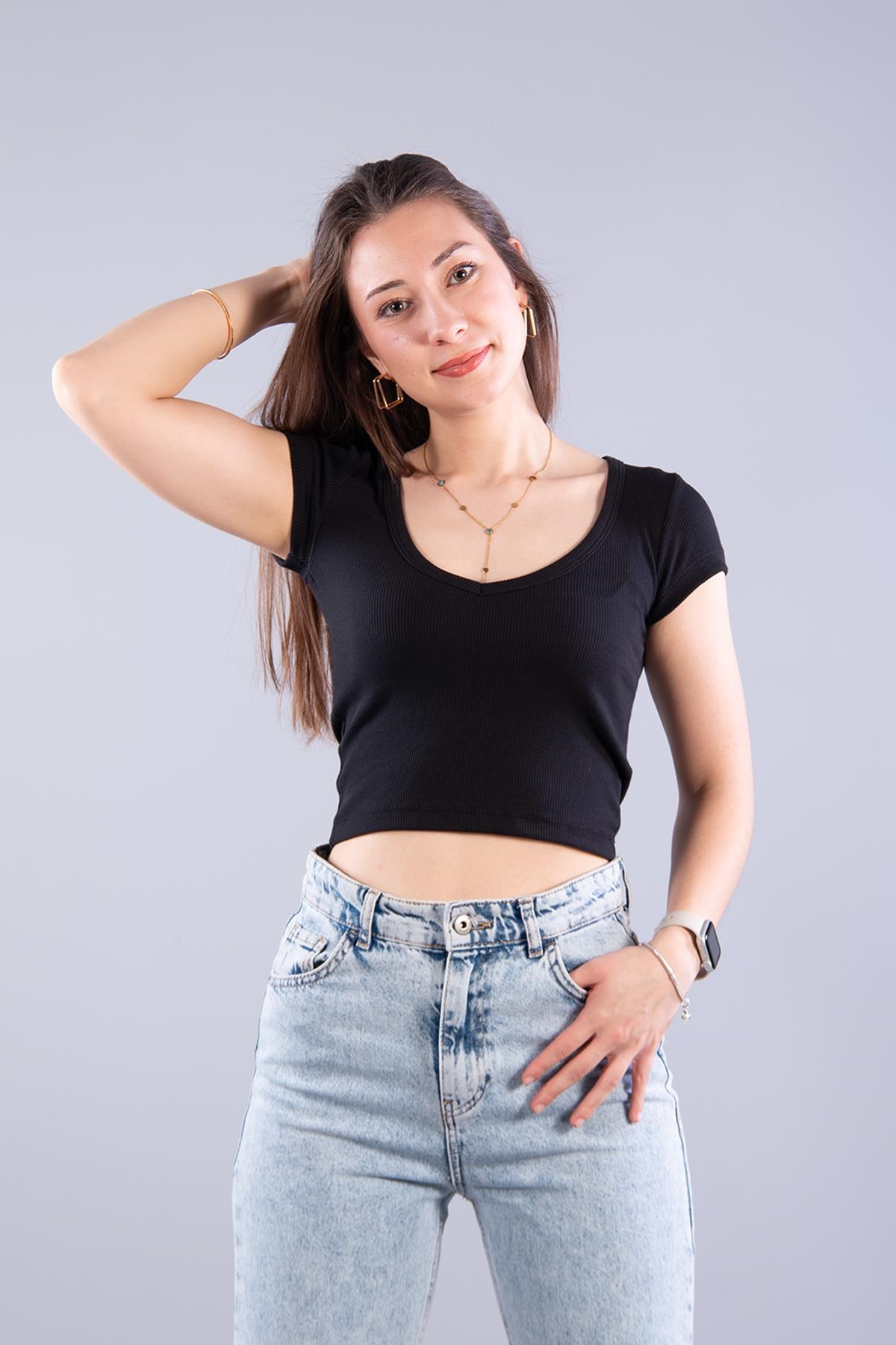 Bodymckanzie6696 (N-2370) V Yaka Crop Kaşkorse Bodykadınerkek