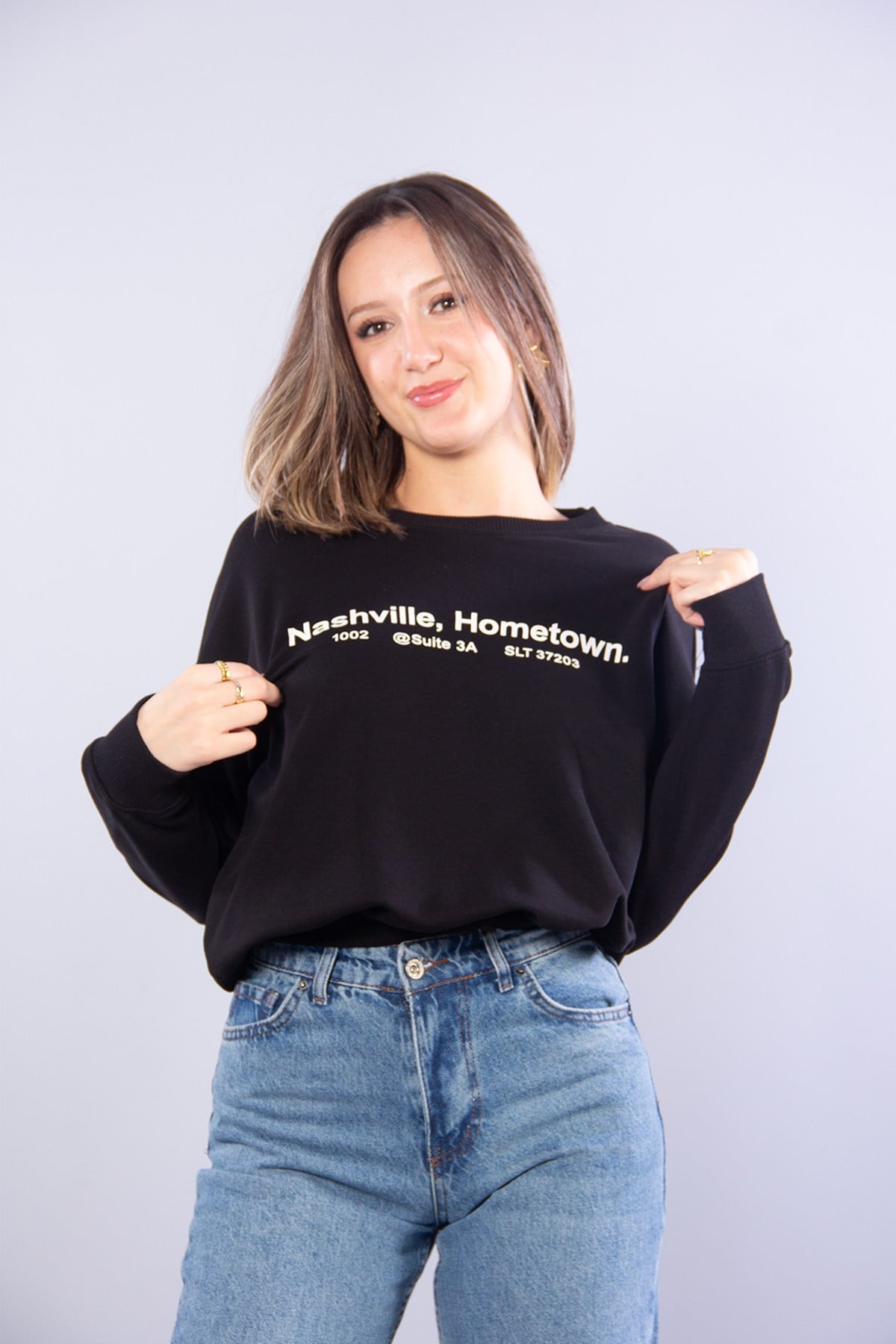 Sweatmckanzie7055 Nashville Hometown Baskılı 2 İp Şardonsuz Sweatkadınerkek