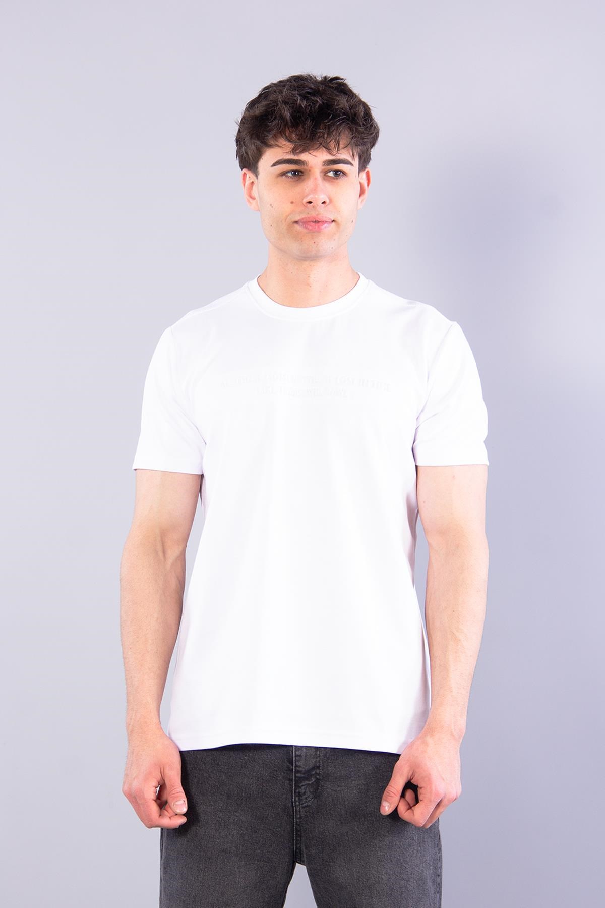 T-shirtmckanzie8377 All Those Moment Till Kabartma Baskılı O Yaka Modal T-shirtkadınerkek