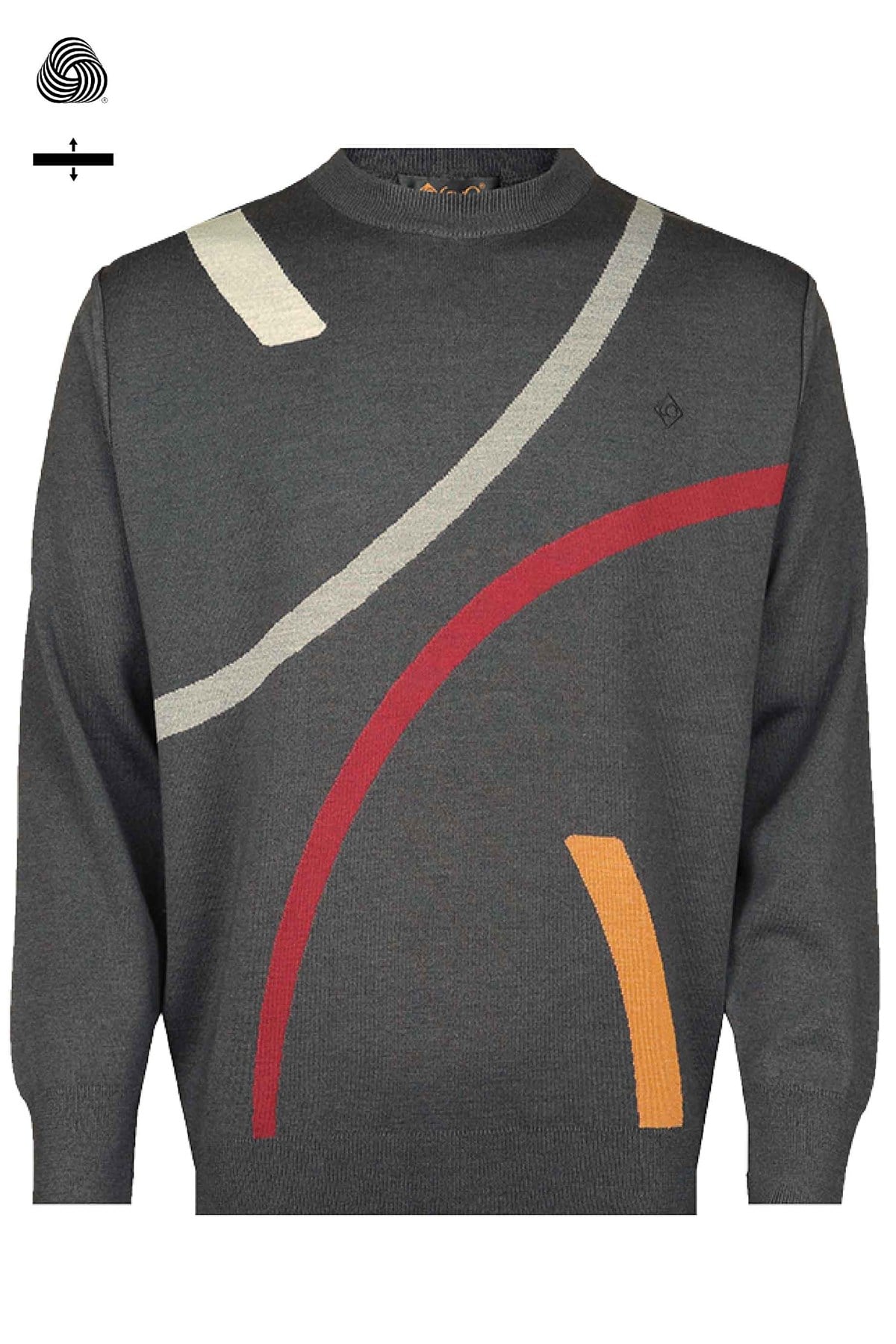 Çelik Örme Klasik Kalıp Yünlü Bisiklet Yaka Antrasit Tasarım Triko