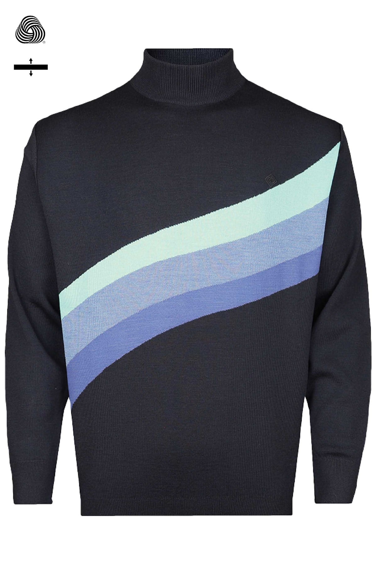 Çelik Örme Klasik Kalıp Yünlü Yarım Balıkçı Yaka Lacivert Tasarım Triko