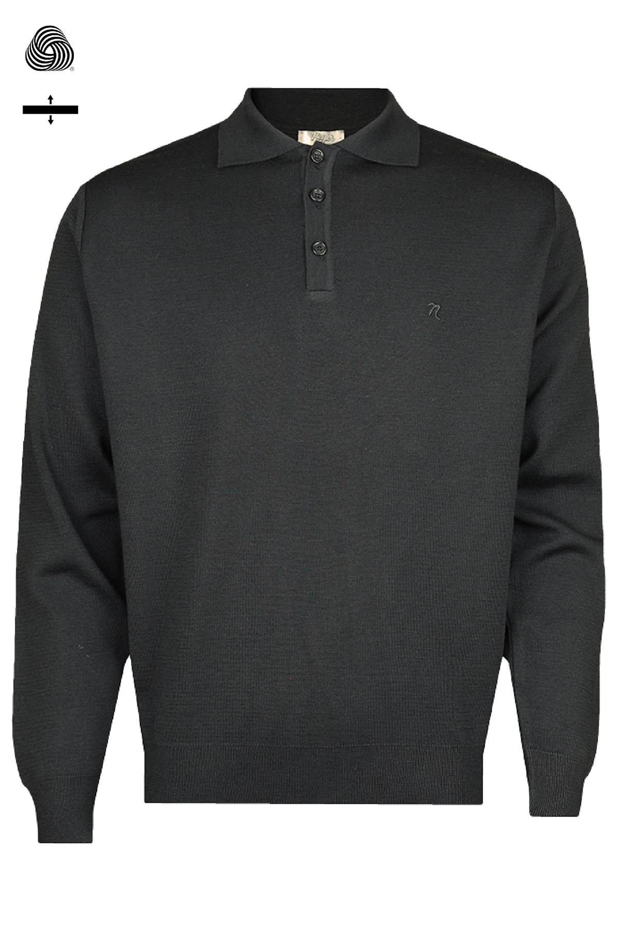 Neyir Triko Çelik Örme Klasik Kalıp Yünlü Siyah Desensiz Polo Yaka Triko Kazak