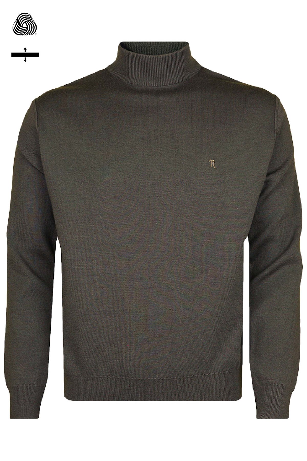 Neyir Triko Çelik Örme Klasik Kalıp Yünlü Kahverengi Desensiz Yarım Balıkçı Yaka Triko Kazak