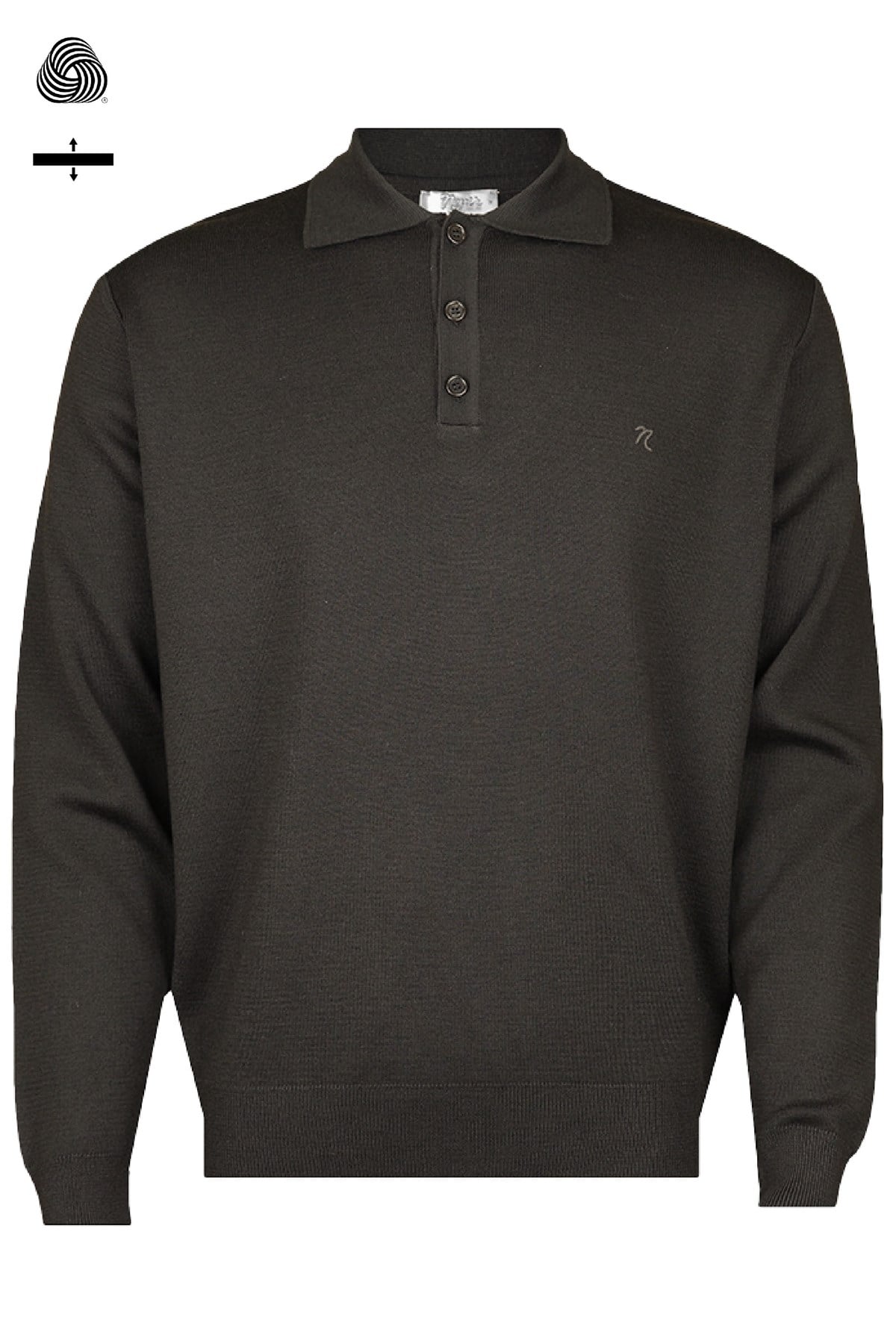 Neyir Triko Çelik Örme Klasik Kalıp Yünlü Kahverengi Desensiz Polo Yaka Triko Kazak