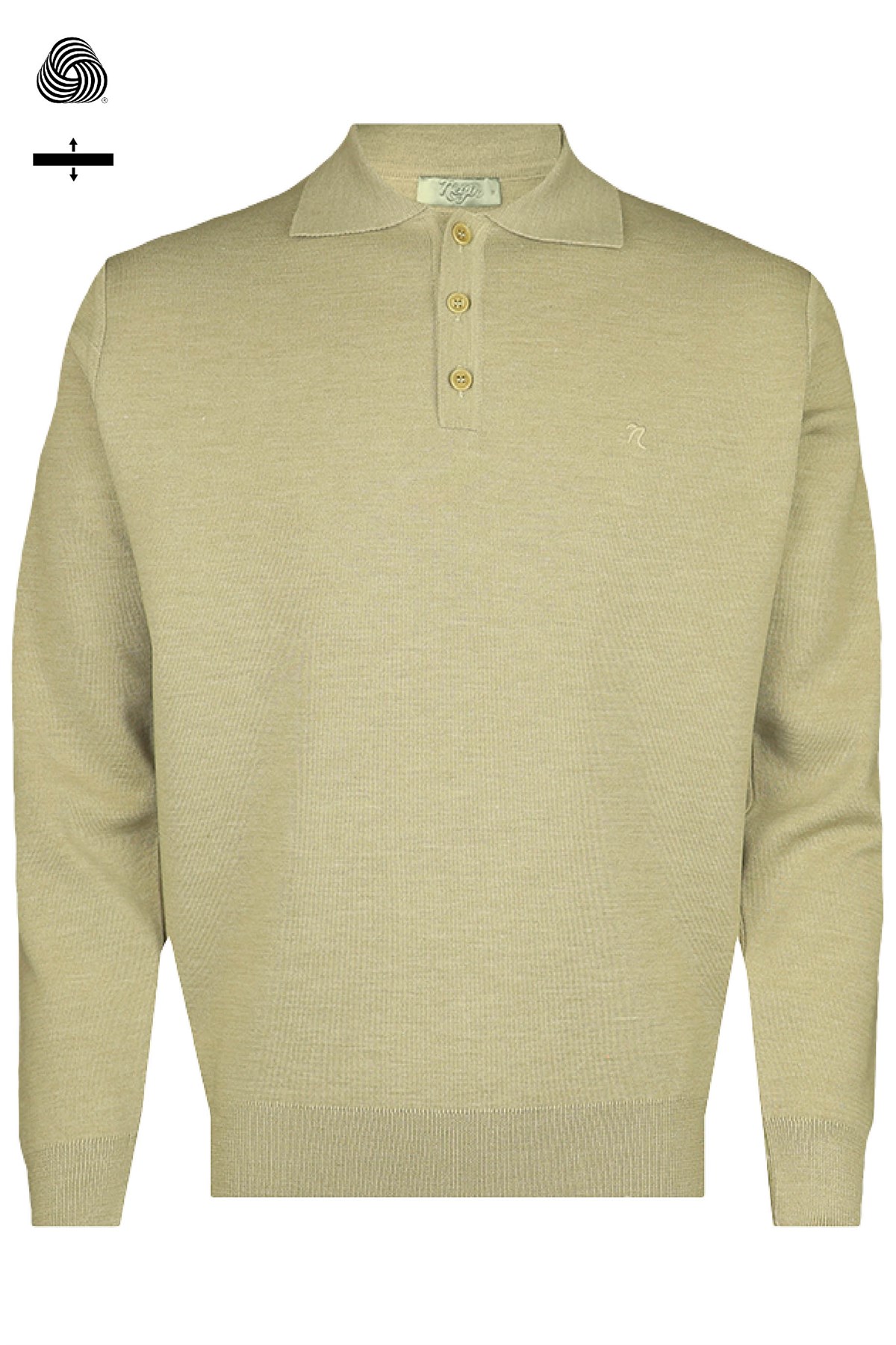 Neyir Triko Çelik Örme Klasik Kalıp Yünlü Camel Desensiz Polo Yaka Triko Kazak