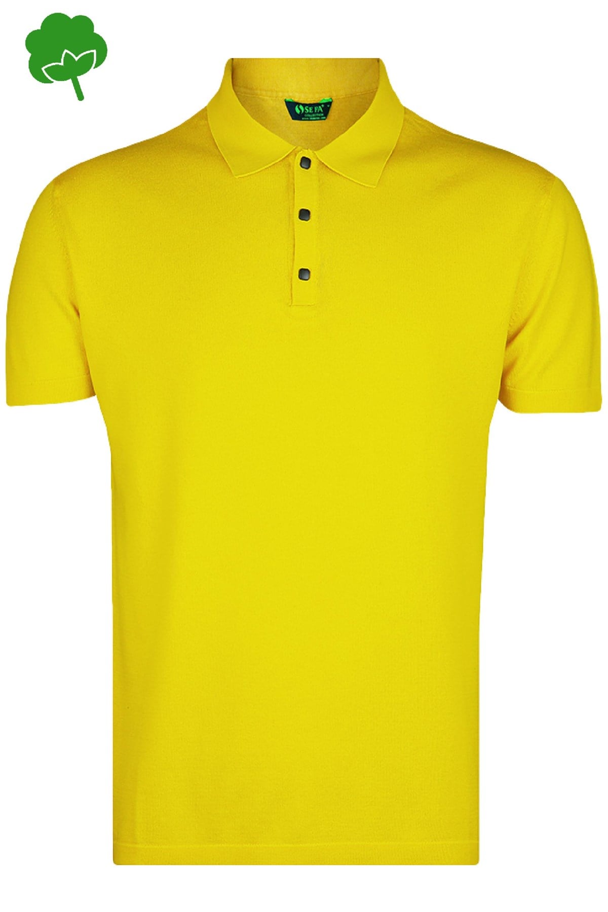 %100 Pamuk Hardal Çıtçıtlı Polo Yaka Triko Tişört