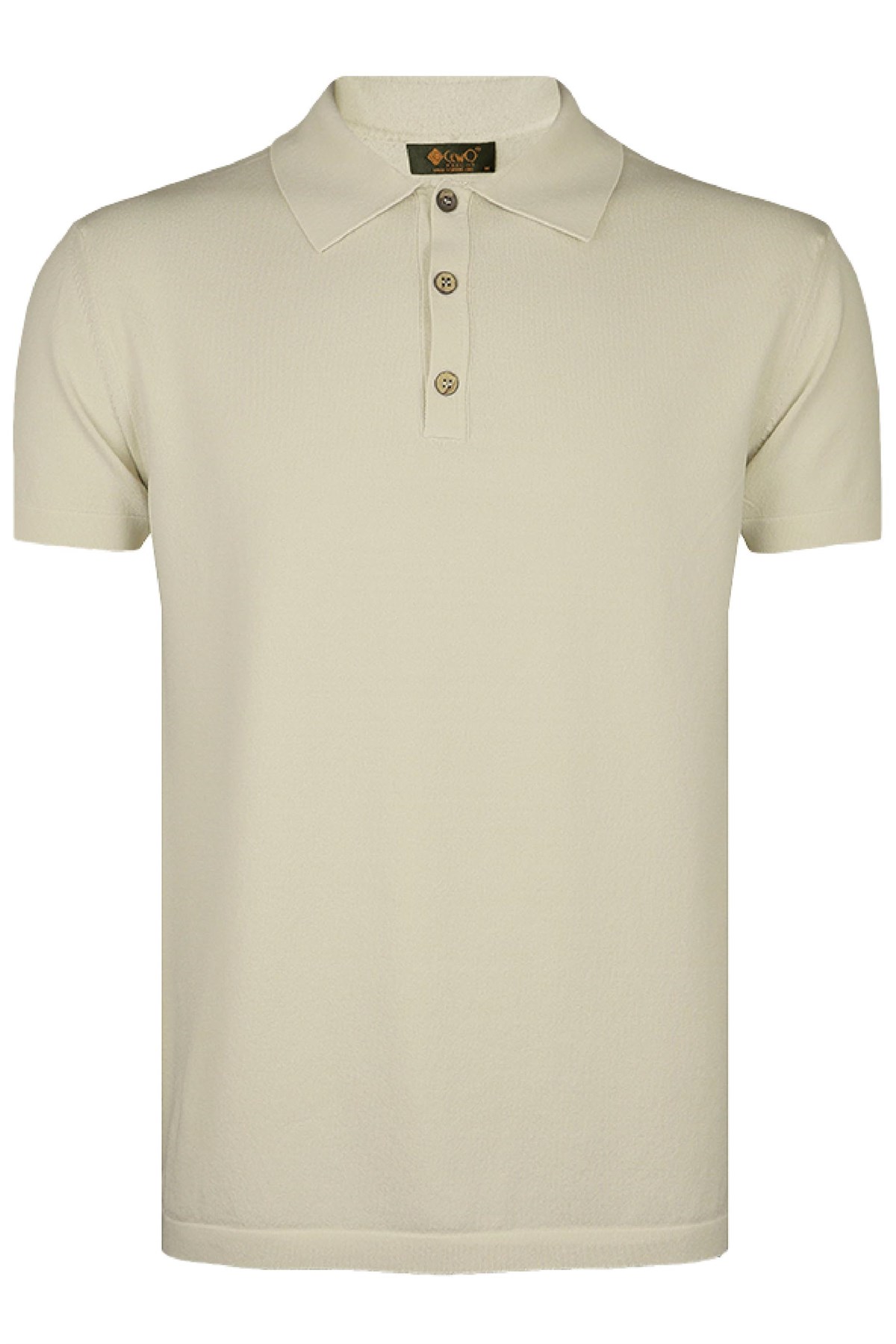 Büyük Beden Basic Açık Bej Polo Triko Tişört