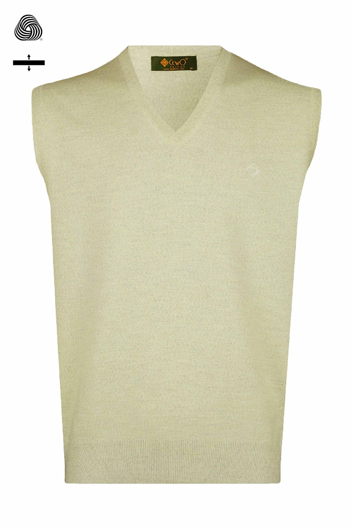 Çelik Örme Klasik Kalıp Yünlü Bej Melanj Süveter