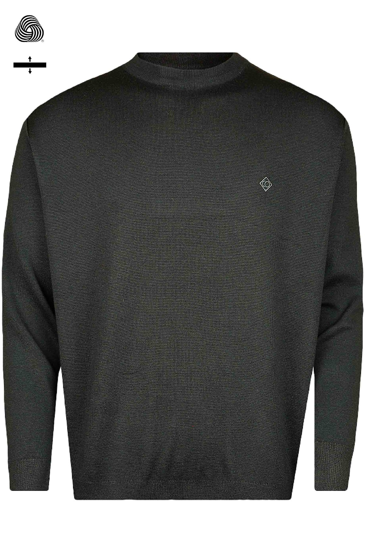 Çelik Örme Klasik Kalıp Yünlü Bisiklet Yaka Siyah Triko