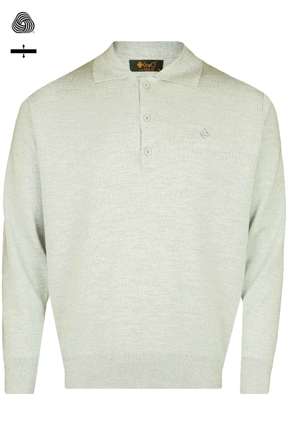 Çelik Örme Klasik Kalıp Yünlü Polo Yaka Gri Melanj Triko