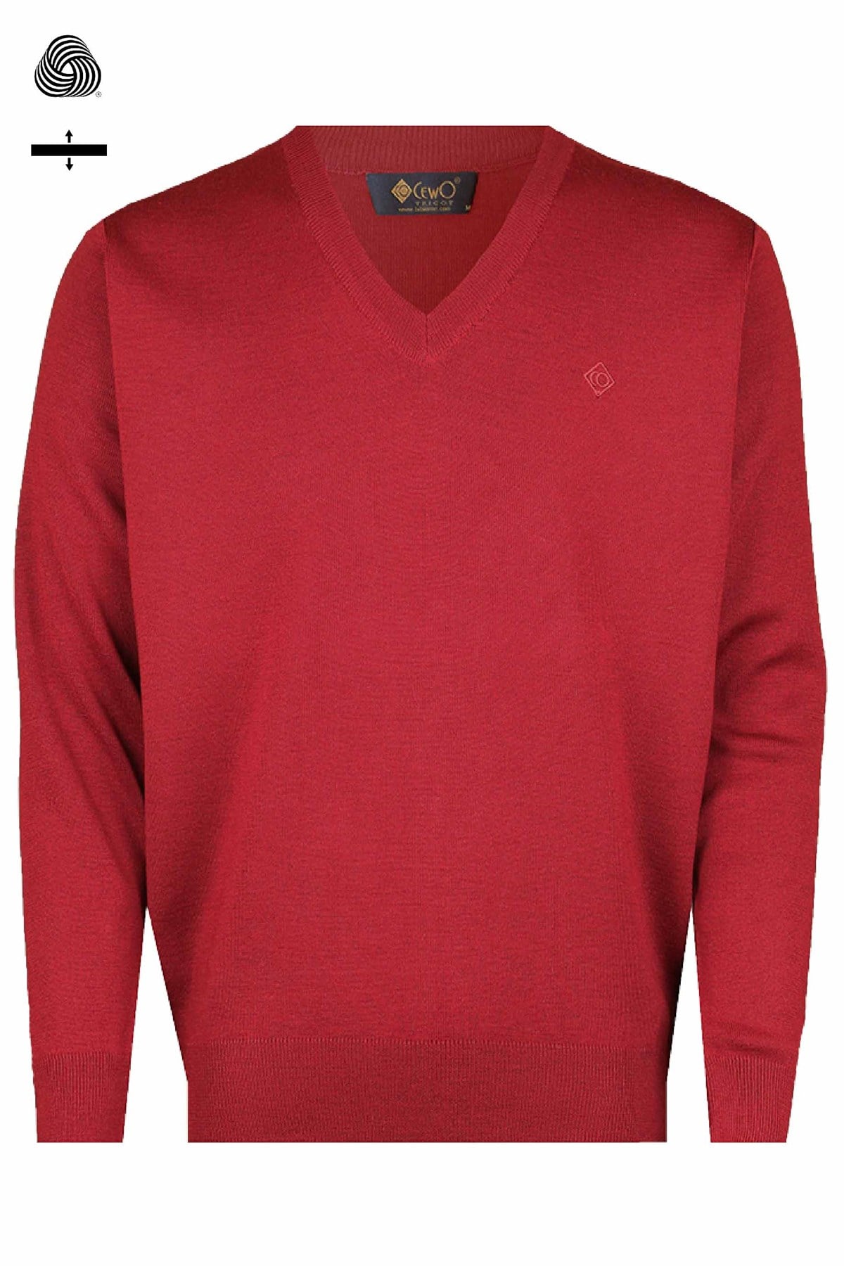 Çelik Örme Klasik Kalıp Yünlü V Yaka Bordo Triko