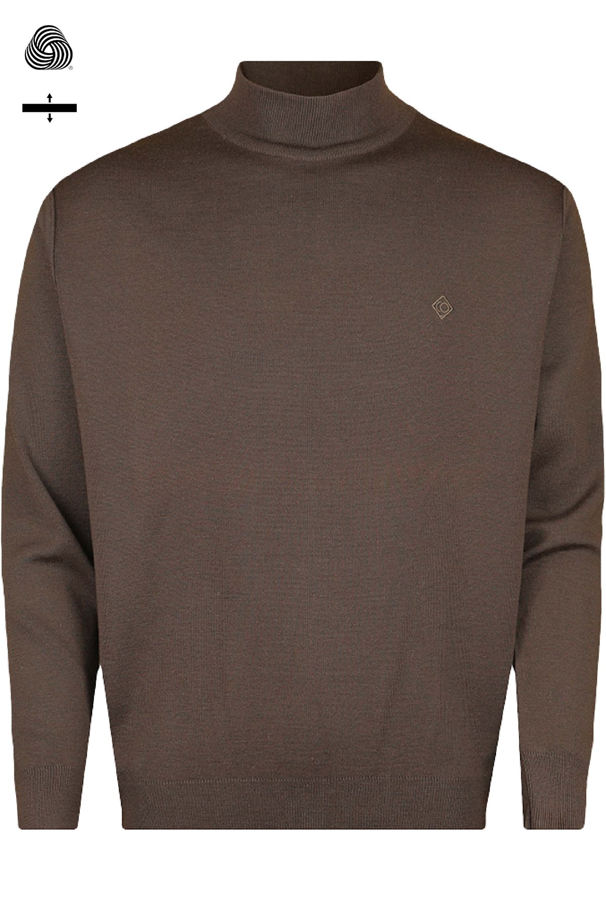 Çelik Örme Klasik Kalıp Yünlü Yarım Balıkçı Yaka Kahverengi Triko