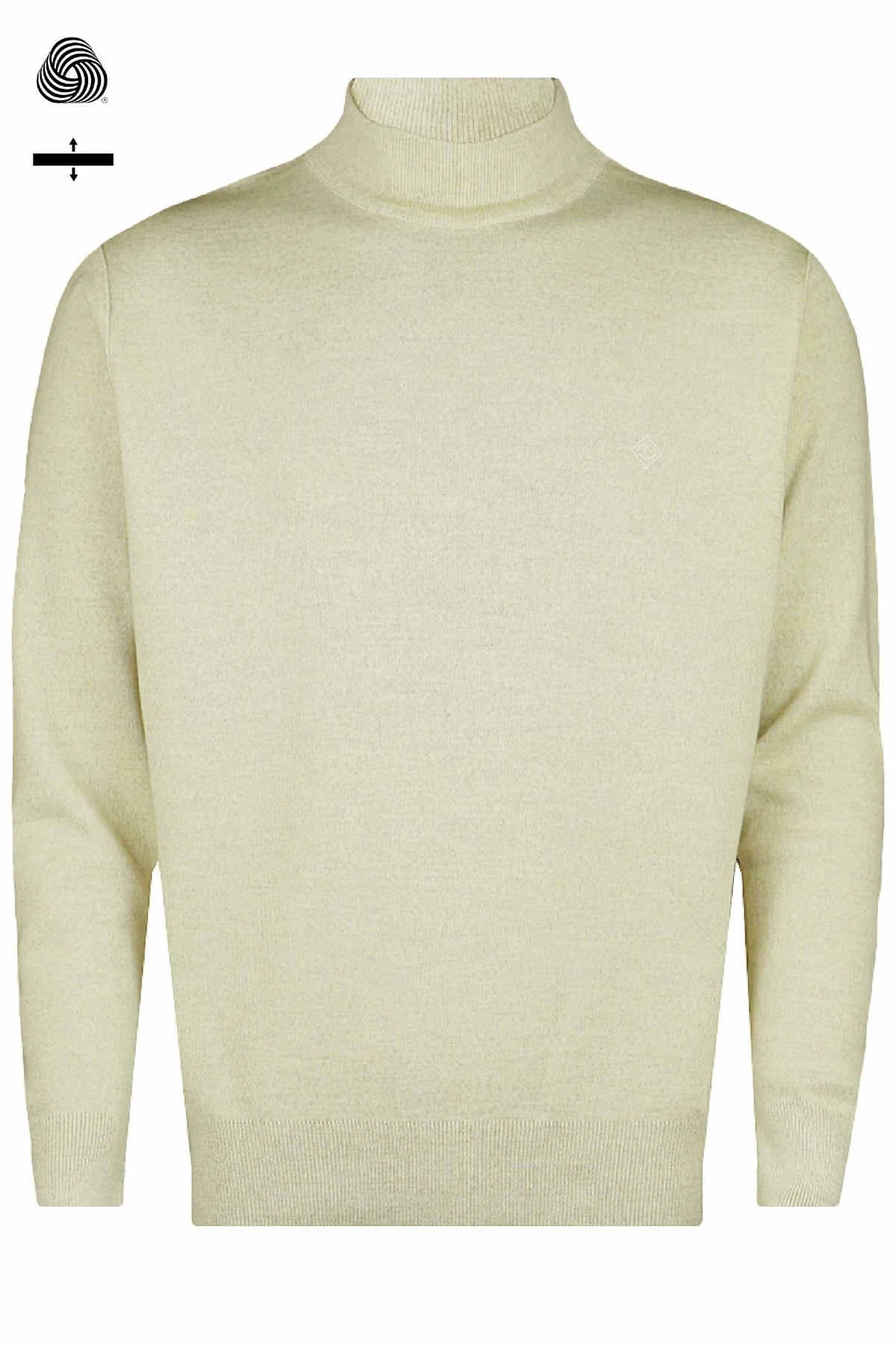 Çelik Örme Klasik Kalıp Yünlü Yarım Balıkçı Yaka Bej Melanj Triko