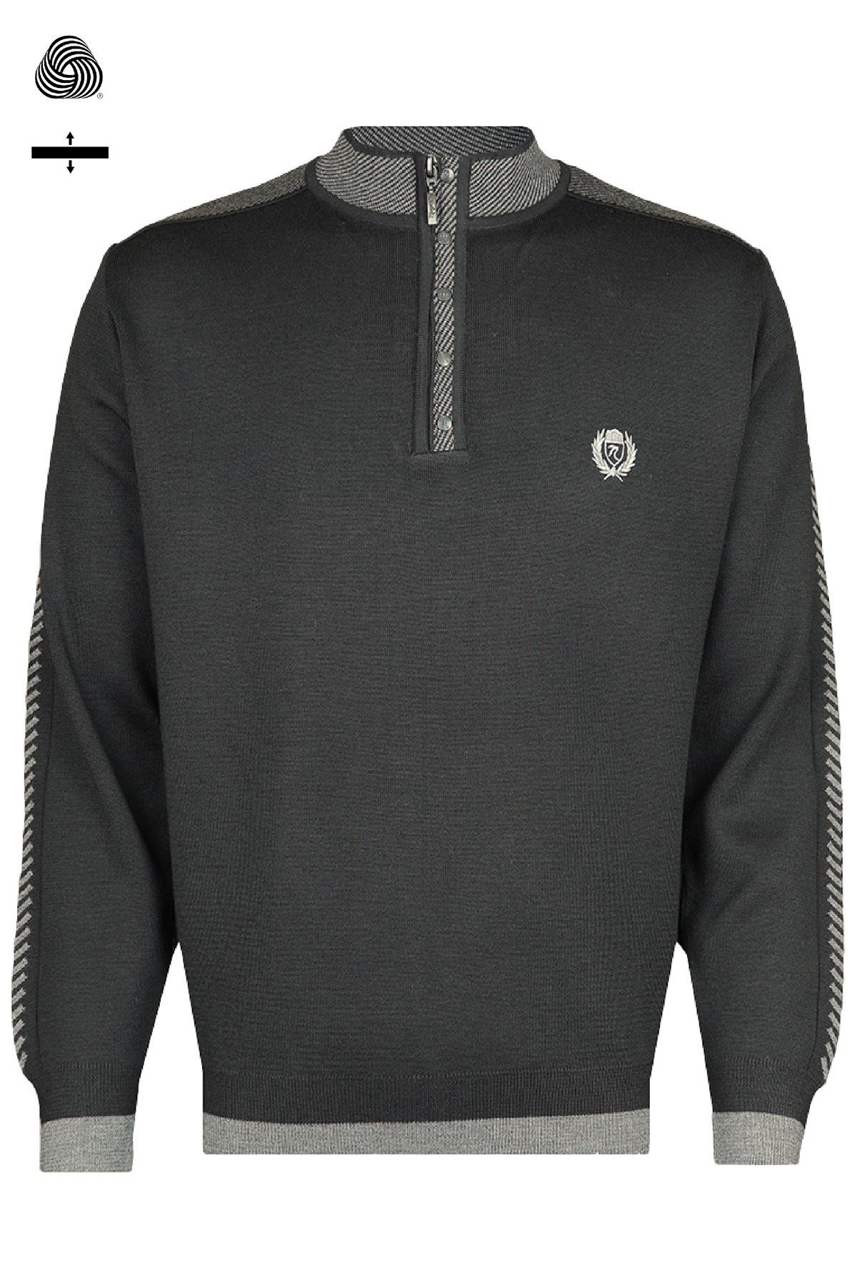 Neyir Triko Çelik Örme Klasik Kalıp Yünlü Siyah Fermuarlı Tasarım Triko