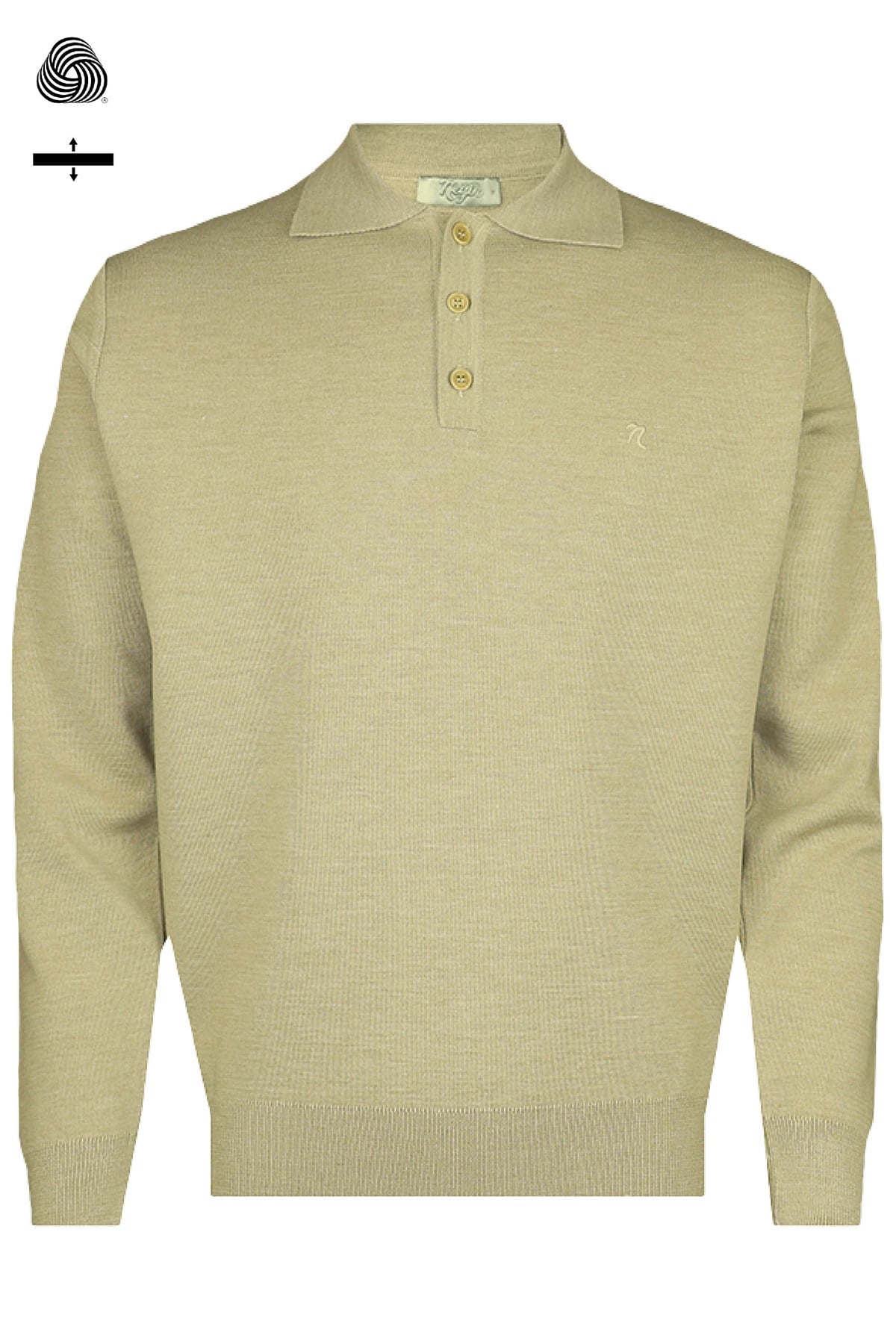 Neyir Triko Çelik Örme Klasik Kalıp Yünlü Camel Desensiz Polo Yaka Triko Kazak