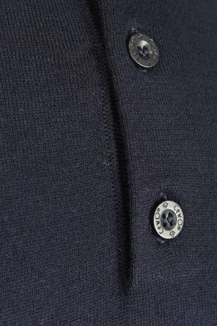 %100 Pamuk Düğmeli Lacivert Polo Yaka Triko Tişört
