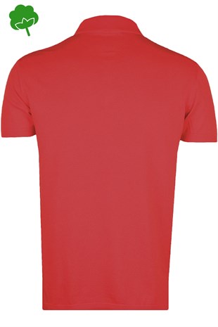 %100 Pamuk Kırmızı Çıtçıtlı Polo Yaka Triko Tişört