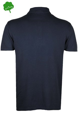 %100 Pamuk Lacivert Çıtçıtlı Polo Yaka Triko Tişört