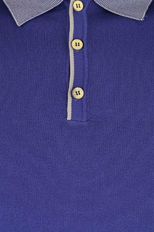 Yaka, Kol Ve Etek Manşet Detaylı Tasarım Lacivert Triko Tişört