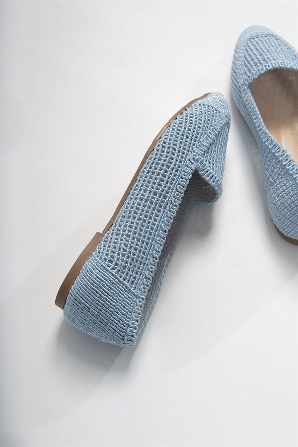 101 Mavi Örme Kadın Babet Ayakkabı