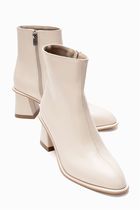 113-1380-10-EKRU CILTALBA Ekru Cilt Kadın Kalın Topuklu Bot